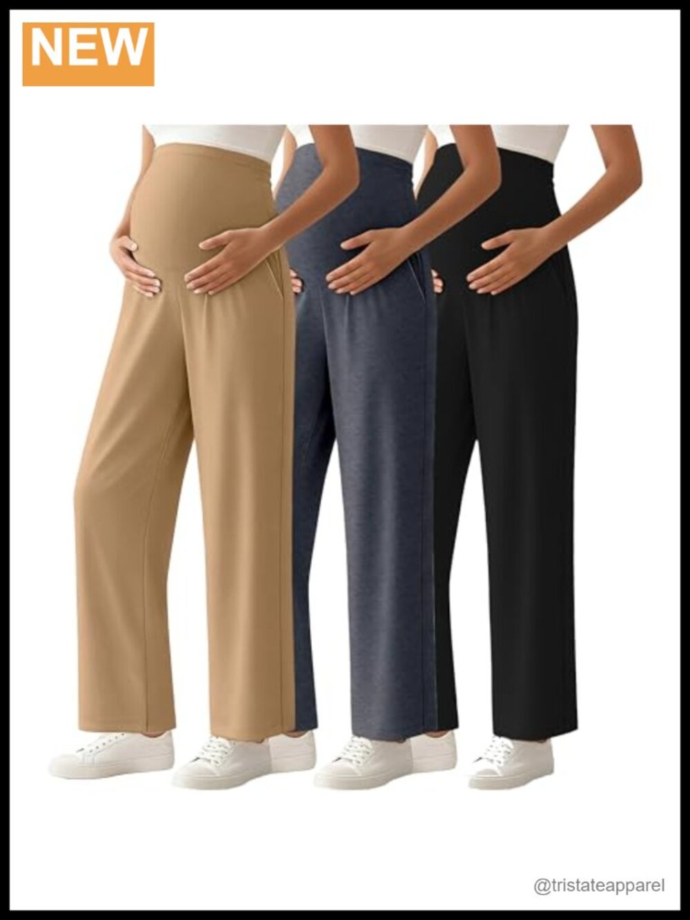3Pack Maternity Wide Leg Palazzo Lounge Pants Adjustable Waist